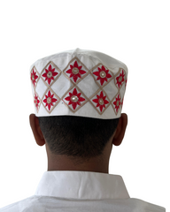 Men's White Embroidered Prayer Kufi Cap