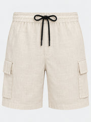 Off White Cargo Linen Shorts for Men – Casual Wear