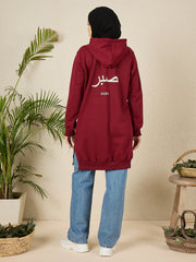 Modest Maroon Fleece Winter Sabr Hoodie for Women