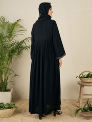 Embroidered Black Abaya Burqa with Black Hijab
