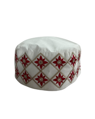 Men's White Embroidered Prayer Kufi Cap