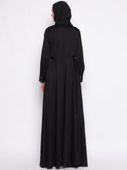 Umbrella Cut Black Abaya for Women with Black Georgette Hijab