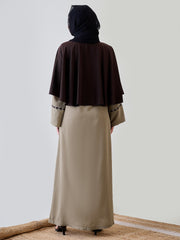 Embroidery Brown Abaya/Burqa with Black Georgette Hijab