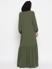 Frill Abaya with Black Georgette Hijab