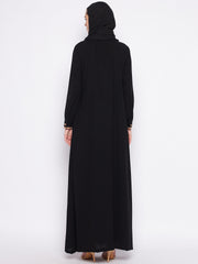 Black Color Abaya for women with Black Georgette Scarf