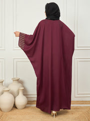 2 Piece Handwork Shrug Abaya with Black Georgette Hijab