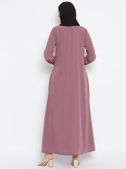 Abaya Chikan hand Embroidery with Black Georgette Scarf