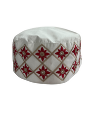 Men's White Embroidered Prayer Kufi Cap