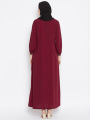 Chikan hand Embroidery Abaya with Black Georgette Scarf