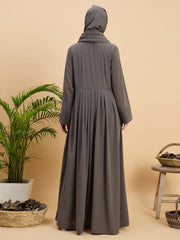 Modest Grey Abaya Burqa For Women with Matching Hijab