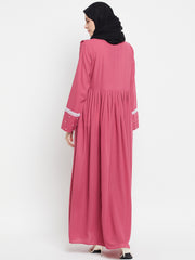 Women Lace Abaya/Burqa with Black Georgette Scarf