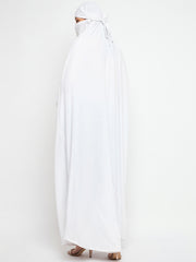 One Piece White Loose Fit Jilbab Abaya for Women
