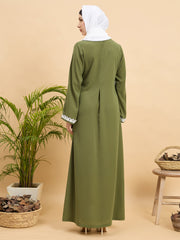 Modest Lace Abaya Burqa with White Georgette Hijab