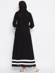 Women Abaya with Black Georgette Hijab