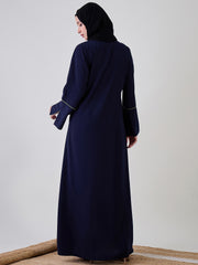 Front Open Embroidery Abaya/Burqa with Black Georgette Hijab