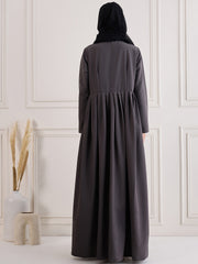 Front Open Grey Abaya/Burqa with Black Georgette Hijab