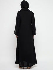 Black Embroidery Abaya with Black Georgette Hijab