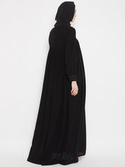 Black Lace work Designed Abaya for Women with Black Georgette Scarf
