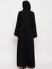 Black A-Line Abaya for Women with Black Georgette Hijab