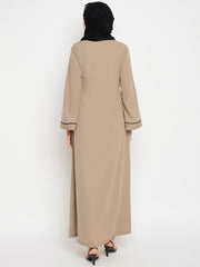 Beige Handwork Abaya with Black Hijab