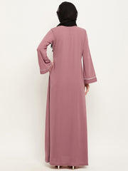 Women Embroidery Design Abaya with Black Georgette Hijab