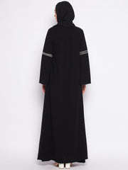 Black A-Line Abaya Burqa for Women with Black Georgette Hijab
