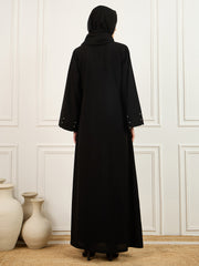 Pearl design Black Abaya/Burqa with Matching Georgette Hijab