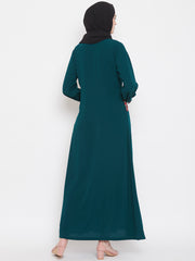 Nabia Chikan Hand Embroidery Abaya for Women with Black Georgette Scarf