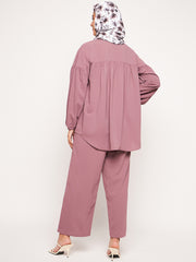 Pink Solid Loose Fit Co-ord Set/Matching Set