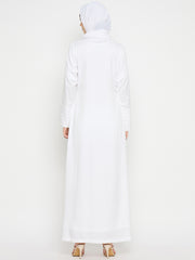 Front Open Rayon Abaya for Umrah/Hajj with Black Hijab for Women