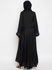 Handwork Black Abaya with Black Georgette Hijab