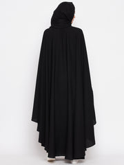 Chikan Hand Embroidered Irani Kaftan Abaya with Black Georgette Hijab