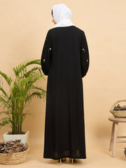 2 Piece Modest Luxury Abaya with White Georgette Hijab