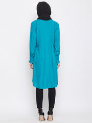 Sky Blue Rayon Tunic for Women with Black Georgette Stole