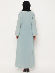 Embroidery  Abaya with Black Georgette Hijab