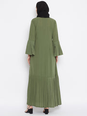 Front Open Abaya for Women with Black Georgette Hijab