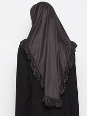 Black Solid Lycra Khimar Hijab for Women