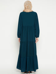 Women Frilled Abaya/Burqa With Black Hijab