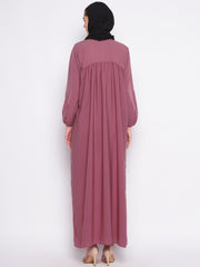 Chikan Hand Embroidery Work Abaya for Women with Black Georgette Scarf