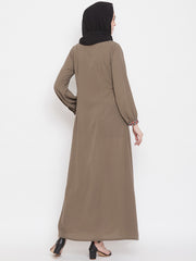 Chikan Hand Embroidery Abaya for Women with Black Georgette Scarf