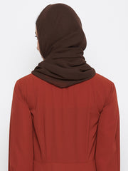 Brown Georgette Solid Hijab Stole For Women