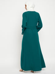 Set of 2 Front Open Lace Shrug Abaya with Black Georgette Hijab