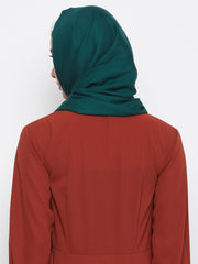 Bottle Green Solid Rayon Hijab Stole For Women
