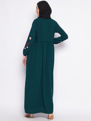 Embroidery Work Abaya for Women with Black Georgette Scarf