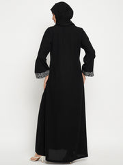 A-line Abaya/Burqa for Women with Black Georgette Scarf