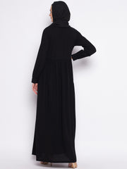 Black Solid Abaya for Women with Black Georgette Hijab