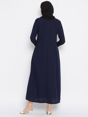 Front Open Abaya with Black Georgette Hijab