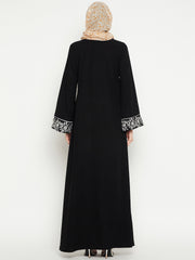 Embroidery Design Abaya with Black Georgette Hijab