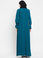 Bottle Green Abaya Burqa for Women with Black Georgette Hijab