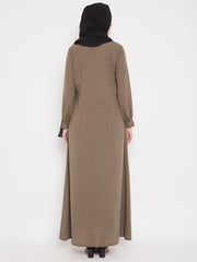 Front Open Oat Abaya Burqa With Black Hijab